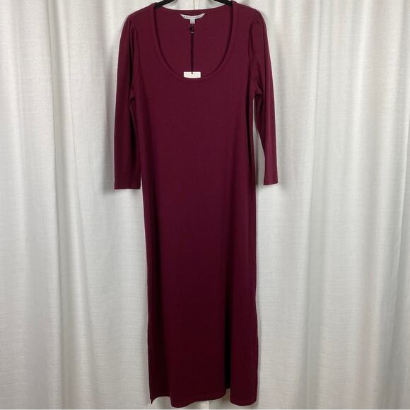 The Nines By Hatch Burgundy Ribbed Jersey Body Con Midi Dress Sz.L NWT - Picture 4 of 16